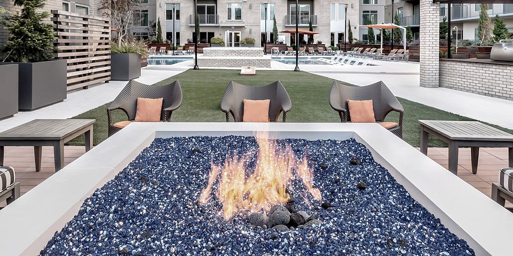 fire pit at the venue - atlanta's commercial photographer image of amenities of a multifamily commercial property photographed by atlanta commercial photographer karen images