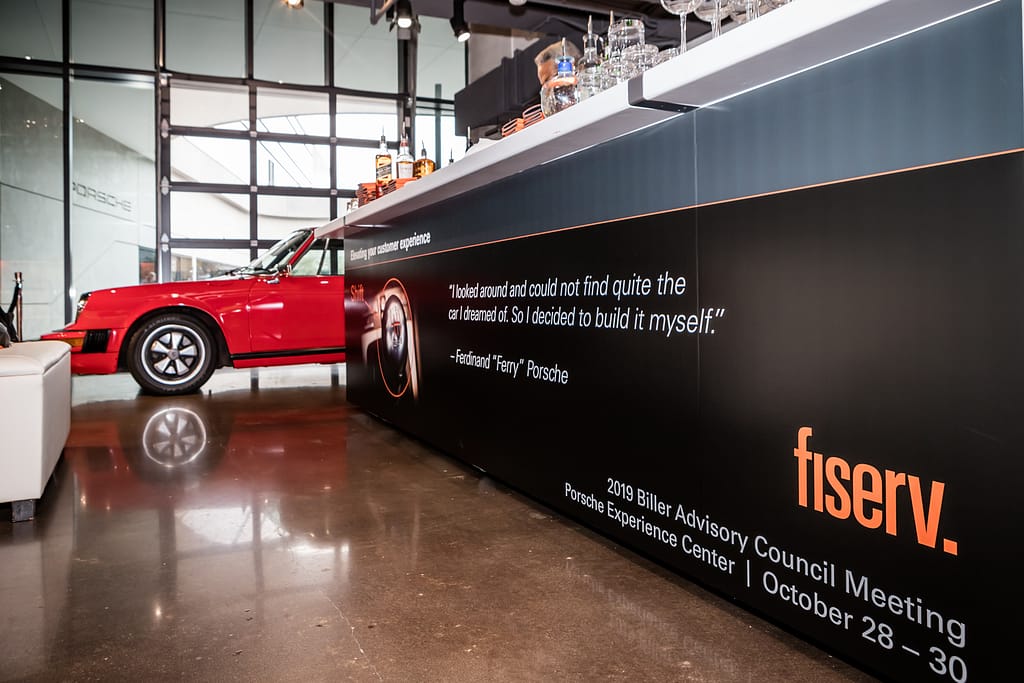 fiserv_pec event_.karen images 2019 - 208 - atlanta's commercial photographer an image of fiserv branding at a corporate event at one porsche drive photographed by atlanta commercial and architectural photographer karen images
