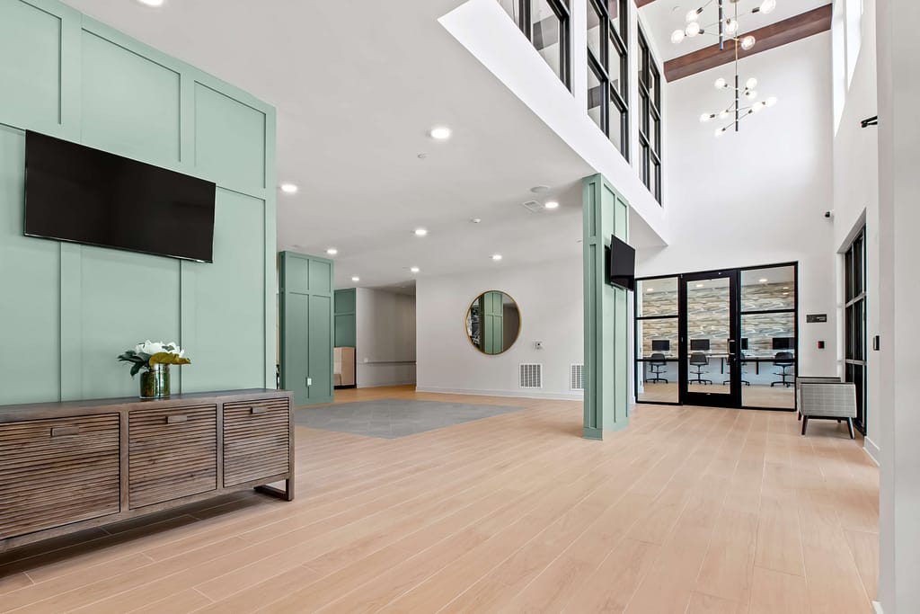 16 - mcshane_the veranda at assembly - atlanta's commercial photographer an interior space in the veranda at assembly photographed a kitchen in a one bedroom model home at crofthouse photographed by architectural photographer karen images