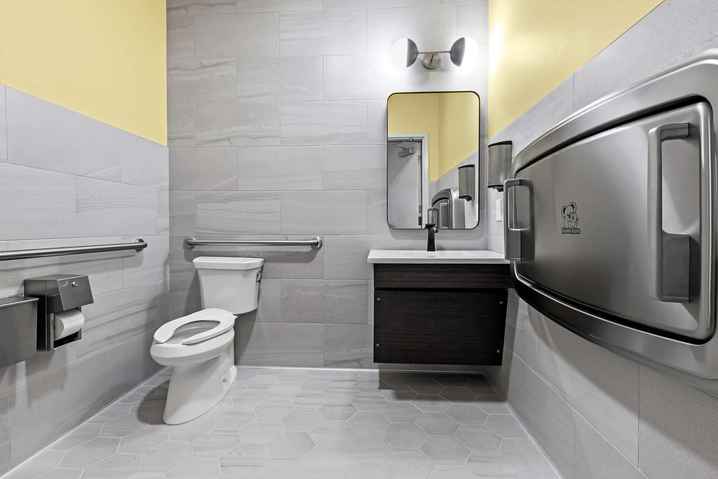 35 - mcshane_the veranda at assembly - atlanta's commercial photographer a public rest room at veranda at assembly photographed by architectural photographer karen images