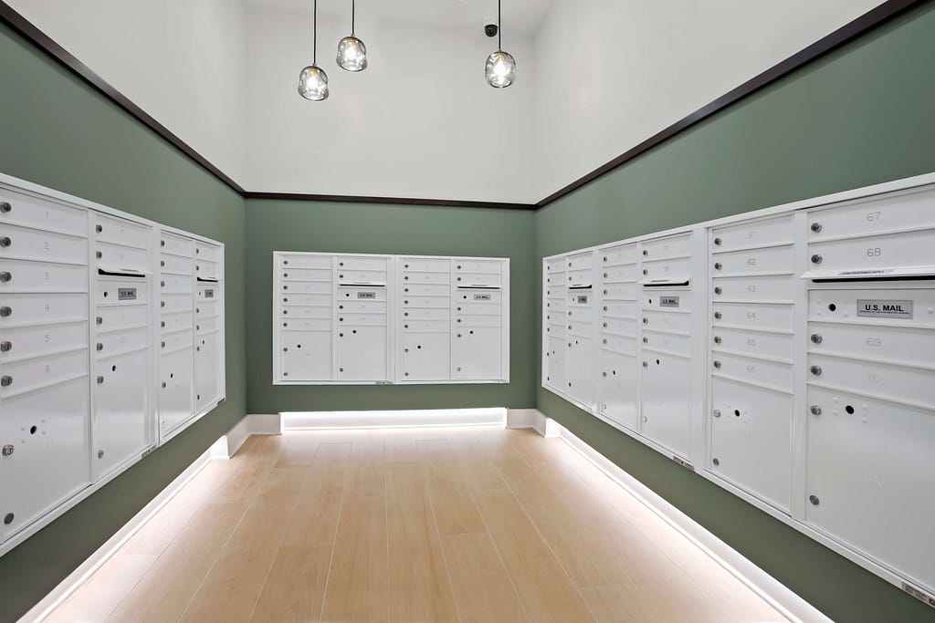 37 - mcshane_the veranda at assembly - atlanta's commercial photographer a mail room at veranda at assembly photographed by architectural photographer karen images