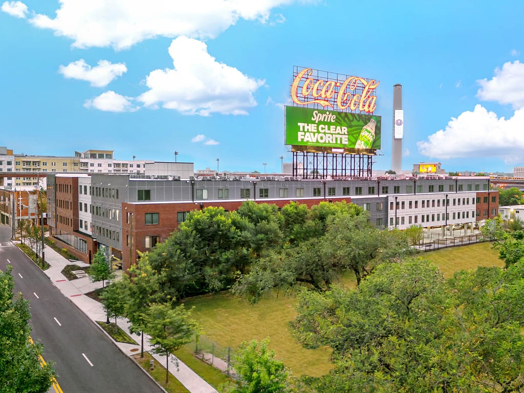 6 drone - mercy house_exterior 2_karenimages 2023_ - atlanta's commercial photographer aerial drone photograph of mercy house apartments in downtown atlanta by drone photographer karen images