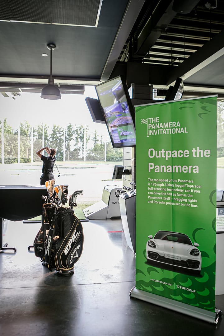 outpace panamera event img_9163 - atlanta's commercial photographer an image of branding at a top golf corporate event hosted by porsche photographed by corporate event photographer karen images