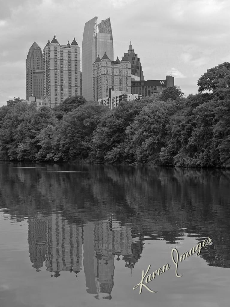 lake clara meer piedmont park atlanta, georgia - atlanta's commercial photographer a black and white image of fine art photography of lake clara meer at piedmont park in atlanta, georgia photographed by atlanta fine art photographer karen images